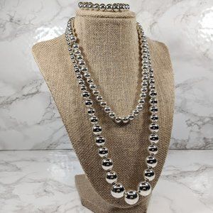 Chaps Silver Ball Necklaces Set
